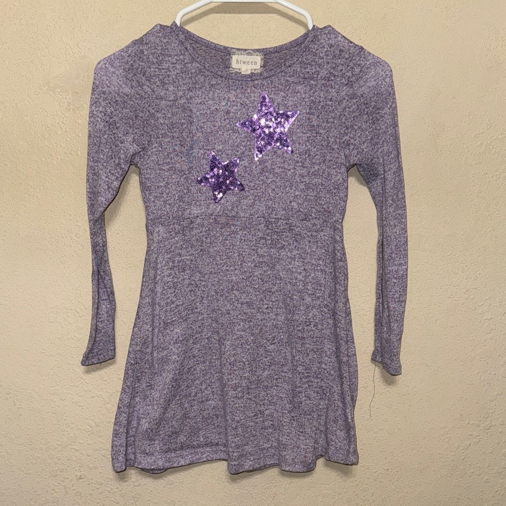 btween Lavender Heather Knit dress with Lace Label Detail